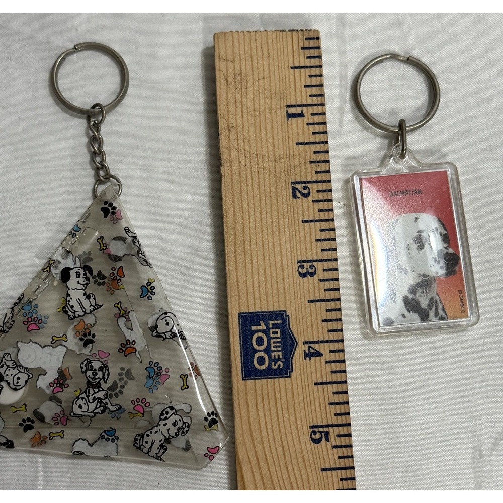 Lot‎ of 2 Dalmatian Dog Acrylic 2 Sided Keychain and Change Purse Keychain